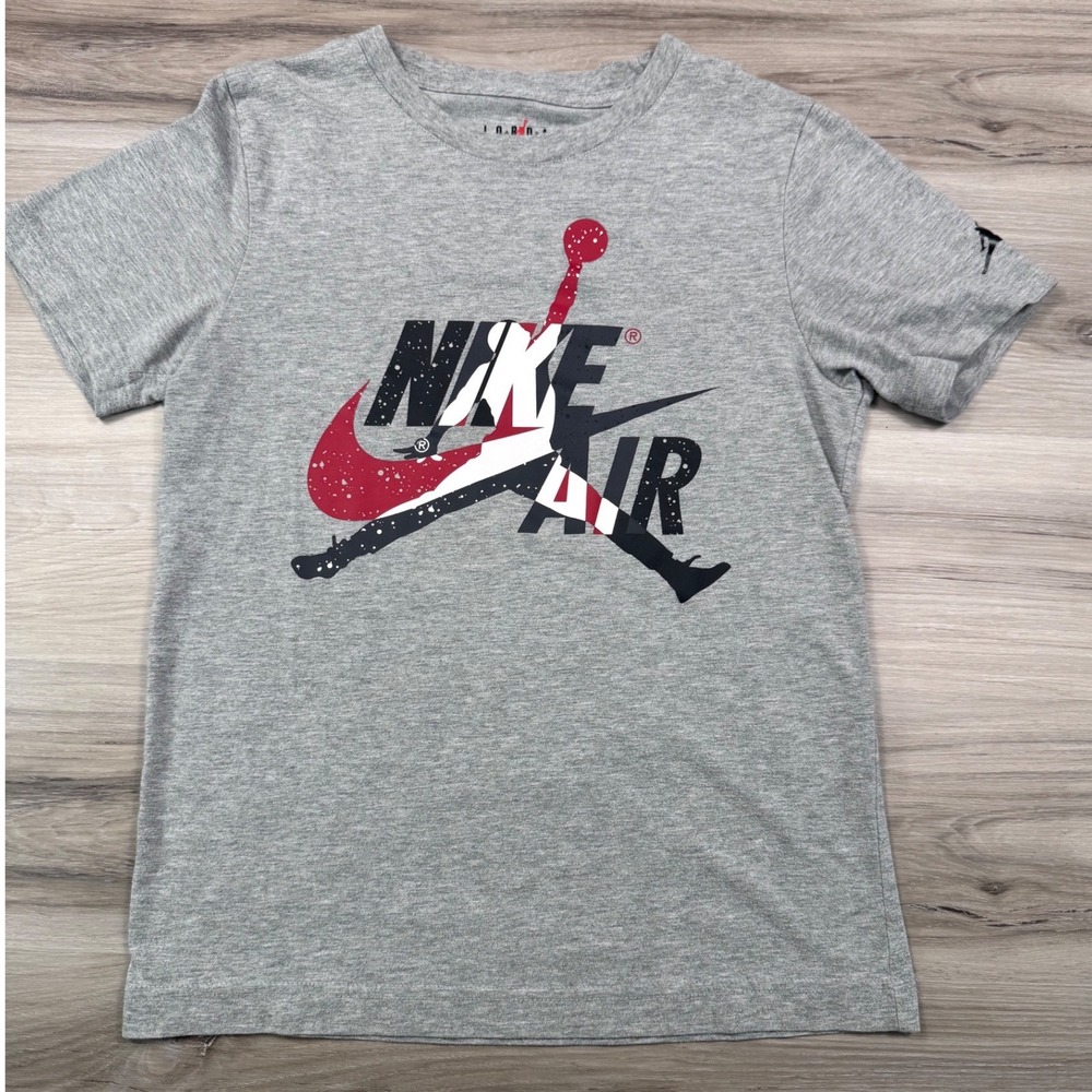 Jordan Boys Nike Air Jumpman Graphic T-Shirt Gray Medium 10-12 7459-042